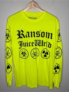 Ransom Juice Wrld Toxic Chemicals" Long Sleeve Shirt Mens Size Medium Yellow
